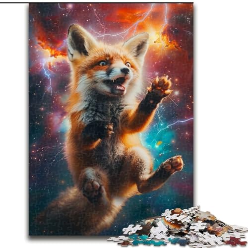 Puzzle 1000 Teile für Erwachsene, Fuchs in der Galaxie, Puzzle aus Holz, Weihnachten, Halloween, Ostern, Neujahr, 1000 Teile(50x75cm) von XHAXING