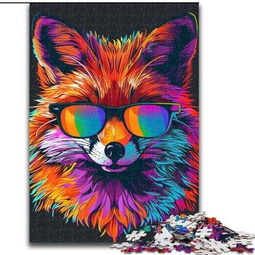 Puzzle 1000 Teile für Erwachsene, Fuchs mit Sonnenbrille, aus Pappe, mit interaktivem Familienspiel, Kinder ab 10 Jahren, 1000 Teile(26x38cm) von XHAXING
