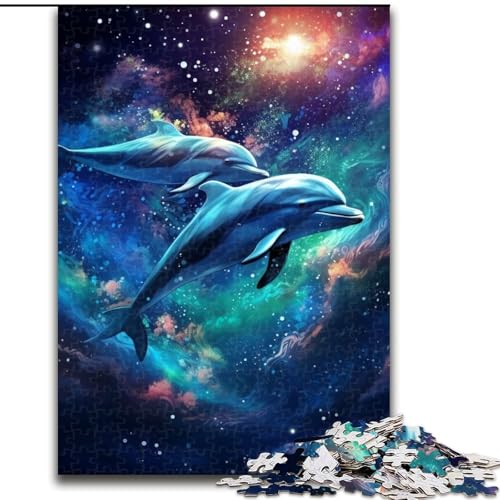 Puzzle 1000 Teile für Erwachsene, Galaxie-Delfin-Puzzle aus Pappe, perfekt für Halloween, Weihnachten, Geburtstagsgeschenk, 1000 Teile(26x38cm) von XHAXING