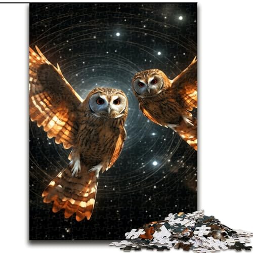 Puzzle 1000 Teile für Erwachsene, Galaxie-Eulen-Puzzle aus Holz, mit interaktivem Familienspiel, Altersgruppen ab 10 Jahren, 1000 Stück(50x75cm) von XHAXING