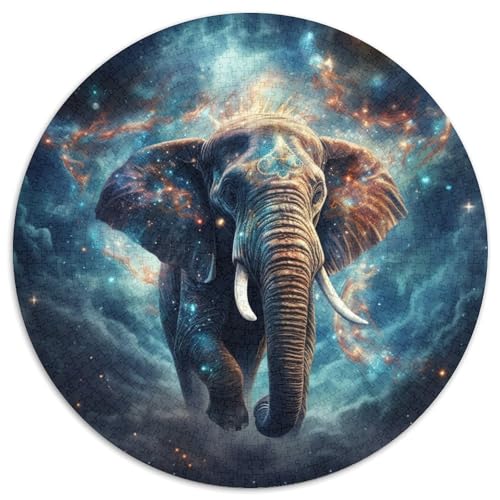 Puzzle 1000 Teile für Erwachsene, Galaxien, Elefanten, runde Papierpuzzles, Denkspiel, interaktives Familienspiel, geeignet für Kinder ab 14 Jahren (67,5 x 67,5 cm) von XHAXING