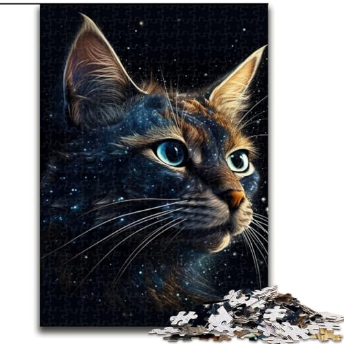 Puzzle 1000 Teile für Erwachsene, Galaxy Cats Puzzle aus Holz, mit interaktivem Familienspiel, Altersgruppen ab 10 Jahren, 1000 Stück(50x75cm) von XHAXING