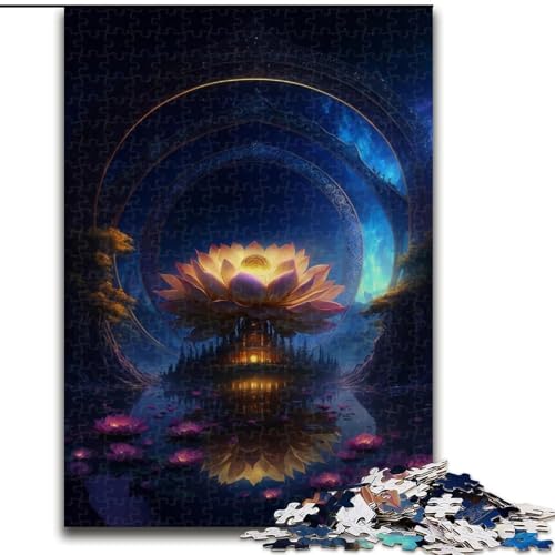 Puzzle 1000 Teile für Erwachsene, Galaxy Fantasy Lotus Puzzle aus Holz, interaktives Familienspiel, Denksportgeschenk, Lernspielzeug, 1000 Teile(50x75cm) von XHAXING