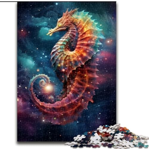 Puzzle 1000 Teile für Erwachsene, Galaxy Hippocampus-Puzzle aus Holz, perfekt für Halloween, Weihnachten, Geburtstagsgeschenk, 1000 Stück(50x75cm) von XHAXING