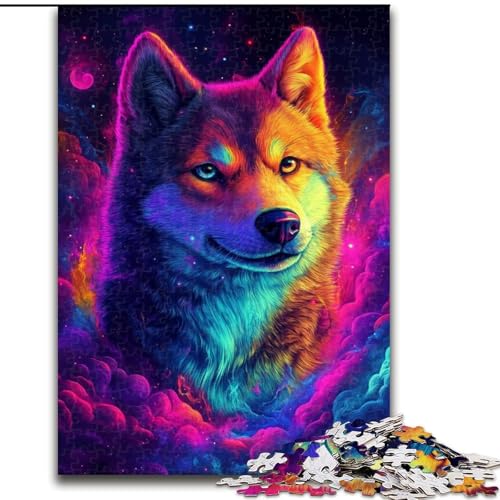 Puzzle 1000 Teile für Erwachsene, Galaxy Shiba Inu Puzzle aus Holz, anspruchsvolles Denkspiel für Teenager, unterhaltsames interaktives Spiel für die ganze Familie, 1000 Teile(50x75cm) von XHAXING