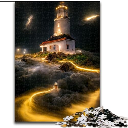 Puzzle 1000 Teile für Erwachsene, Gelber Leuchtturm, aus Pappe, anspruchsvolles Denkspiel für Teenager und Familien, 1000 Teile(26x38cm) von XHAXING