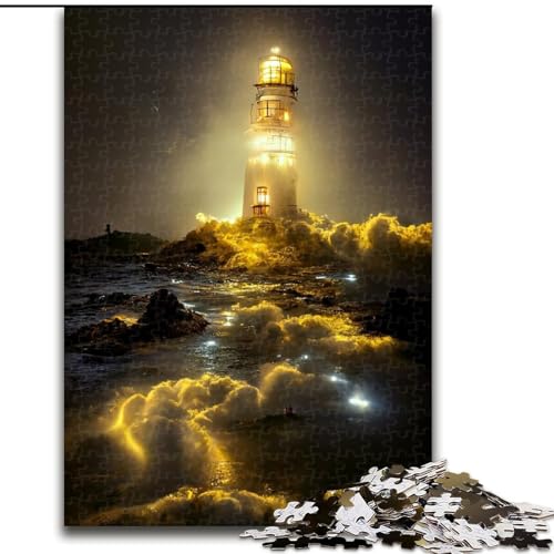Puzzle 1000 Teile für Erwachsene, Gelber Leuchtturm, aus Pappe, geeignet für Geburtstage, Halloween, Thanksgiving, Ostern, 1000 Teile(26x38cm) von XHAXING