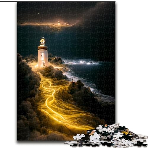 Puzzle 1000 Teile für Erwachsene, Gelber Leuchtturm, aus Pappe, mit interaktivem Familienspiel, Kinder ab 10 Jahren, 1000 Teile(26x38cm) von XHAXING