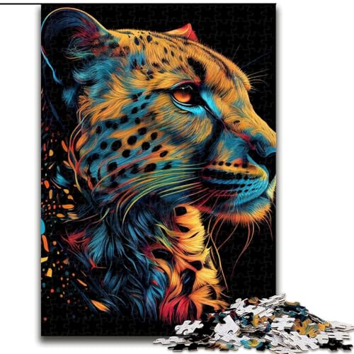 Puzzle 1000 Teile für Erwachsene, Gepard-Pop-Art-Tierpuzzle aus Pappe, anspruchsvolles Denkspiel für Teenager, Familienspaß, DIY-Heimdekor-Geschenk, 1000 Teile(26x38cm) von XHAXING