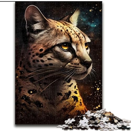 Puzzle 1000 Teile für Erwachsene, Goldener Ozelot, Puzzle aus Pappe, perfekt für Halloween, Weihnachten, Geburtstagsgeschenk, 1000 Stück(26x38cm) von XHAXING