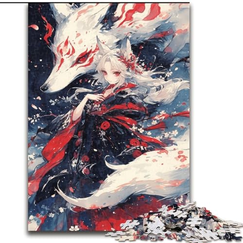 Puzzle 1000 Teile für Erwachsene, Gott der Füchse, Puzzle aus Holz, perfekt für Halloween, Weihnachten, Geburtstagsgeschenk, 1000 Stück(50x75cm) von XHAXING