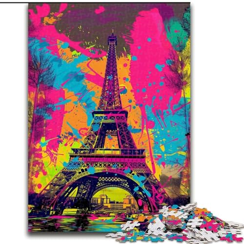 Puzzle 1000 Teile für Erwachsene, Graffiti-Kunst, Eiffelturm-Puzzle aus Holz, anspruchsvolles Denkspiel für Teenager, Spaß für den Familienspielabend, 1000 Teile(50x75cm) von XHAXING