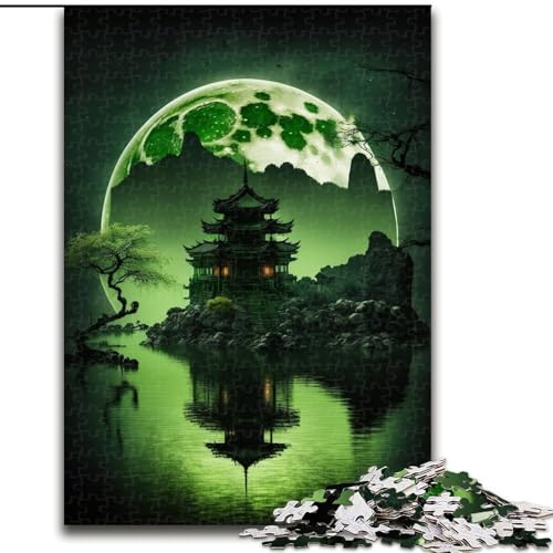 Puzzle 1000 Teile für Erwachsene, Green Moon Puzzle aus Pappe, anspruchsvolles Denkspiel für Teenager, unterhaltsames interaktives Spiel für die ganze Familie, 1000 Teile(26x38cm) von XHAXING