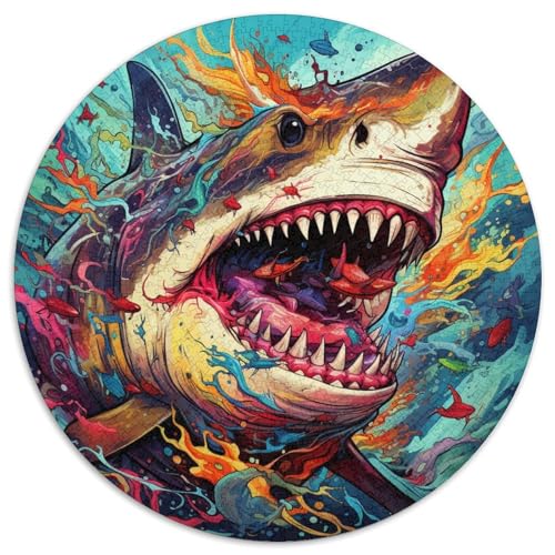 Puzzle 1000 Teile für Erwachsene, Hai, runde Papierpuzzles, Denksportaufgabe, interaktives Familienspiel, geeignet für Kinder ab 14 Jahren (67,5 x 67,5 cm) von XHAXING