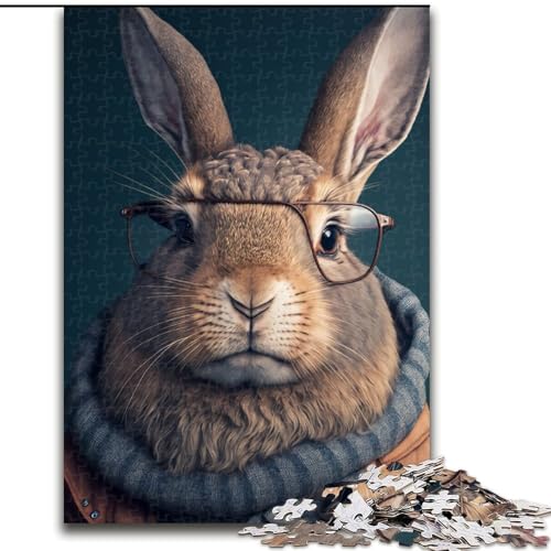 Puzzle 1000 Teile für Erwachsene, Hase in Kleidung, Puzzle aus Holz, perfekt für Halloween, Weihnachten, Geburtstagsgeschenk, 1000 Stück(50x75cm) von XHAXING