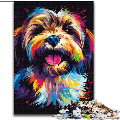 Puzzle 1000 Teile für Erwachsene, Havaneser-Hundekunst-Puzzle aus Holz, schwieriges Denkspiel für Jugendliche, 1000 Teile(50x75cm) von XHAXING