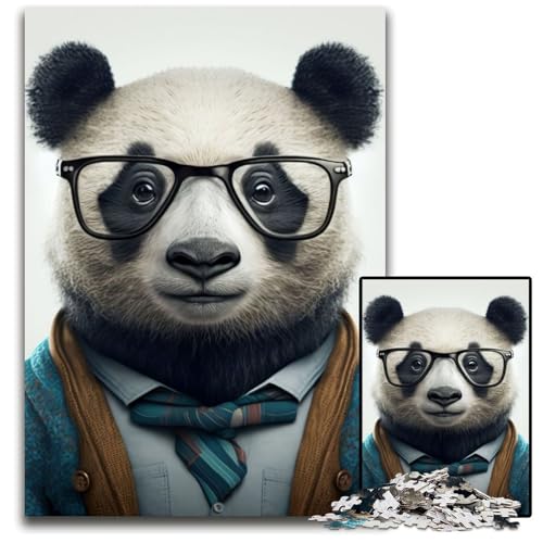 Puzzle 1000 Teile für Erwachsene, Hipster-Panda in Kleidung, Unmögliches Puzzle für Erwachsene, Geburtstagsgeschenkidee, Herausforderndes Denkspiel, 26x38cm Puzzle 1000 Teile für Erwachsene, Hipster-Panda in Kleidung, Unmögliches Puzzle für Erwachsene, Geburtstagsgeschenkidee, Herausforderndes Denkspiel, 26x38cm von XHAXING