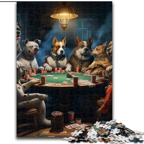 Puzzle 1000 Teile für Erwachsene, Hunde Spielen Poker, Puzzle aus Holz, anspruchsvolles Denkspiel für Teenager und Familien, 1000 Teile(50x75cm) von XHAXING