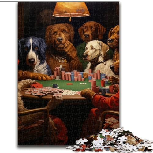 Puzzle 1000 Teile für Erwachsene, Hunde Spielen Poker, Puzzle aus Holz, anspruchsvolles Denkspiel für Teenager und Familien, 1000 Teile(50x75cm) von XHAXING