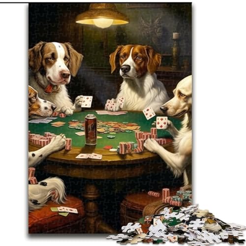 Puzzle 1000 Teile für Erwachsene, Hunde Spielen Poker, Puzzle aus Holz, geeignet für Geburtstage, Halloween, Thanksgiving, Ostern, 1000 Teile(50x75cm) von XHAXING