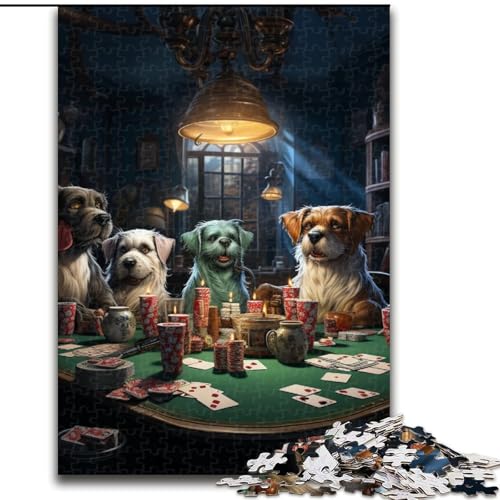 Puzzle 1000 Teile für Erwachsene, Hunde Spielen Poker, Puzzle aus Holz, perfekt für Halloween, Weihnachten, Geburtstagsgeschenk, 1000 Stück(50x75cm) von XHAXING