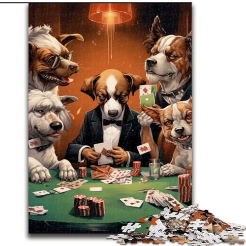 Puzzle 1000 Teile für Erwachsene, Hunde Spielen Poker, Puzzle aus Holz, perfekte Dekoration für Zuhause oder das Büro, 1000 Teile(50x75cm) von XHAXING