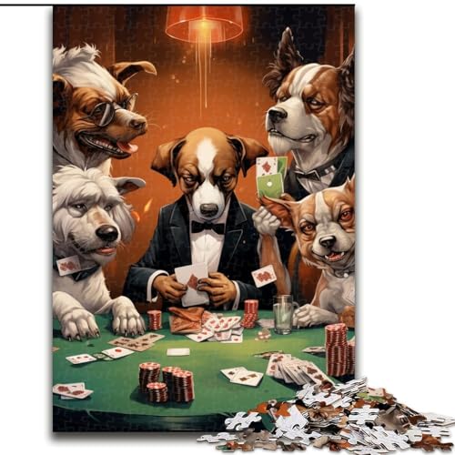 Puzzle 1000 Teile für Erwachsene, Hunde Spielen Poker, Puzzle aus Pappe, perfekte Dekoration für Zuhause oder das Büro, 1000 Teile(26x38cm) von XHAXING