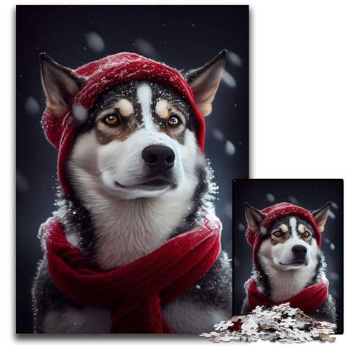 Puzzle 1000 Teile für Erwachsene, Husky-Schnee-Puzzles für Erwachsene, Denkspiel für Teenager, 50x75cm Puzzle 1000 Teile für Erwachsene, Husky-Schnee-Puzzles für Erwachsene, Denkspiel für Teenager, 50x75cm von XHAXING