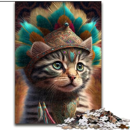 Puzzle 1000 Teile für Erwachsene, Indian Warrior Cats Puzzle aus Holz, hochschwieriges Denkspiel für Jugendliche, 1000 Teile(50x75cm) von XHAXING