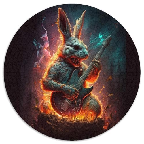 Puzzle 1000 Teile für Erwachsene, Kaninchen-Gitarre, Papierpuzzle für Reiseliebhaber und Paare, anspruchsvolles Spielzeug (Größe 67,5 x 67,5 cm) von XHAXING
