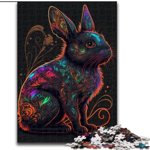 Puzzle 1000 Teile für Erwachsene, Kaninchen-Puzzle aus Holz, Geschenkidee zum Geburtstag, anspruchsvolles Denkspiel, 1000 Teile(50x75cm) von XHAXING