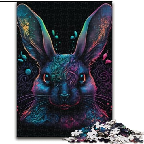 Puzzle 1000 Teile für Erwachsene, Kaninchen-Puzzle aus Holz, anspruchsvolles Denkspiel für Teenager und Familien, 1000 Teile(50x75cm) von XHAXING