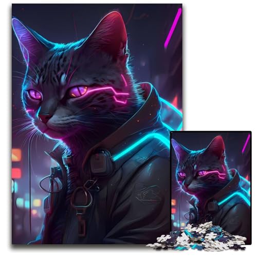 Puzzle 1000 Teile für Erwachsene, Katzen-Neon-Kunst, Puzzles für Erwachsene, Denkspiel für Teenager, 26x38cm Puzzle 1000 Teile für Erwachsene, Katzen-Neon-Kunst, Puzzles für Erwachsene, Denkspiel für Teenager, 26x38cm von XHAXING