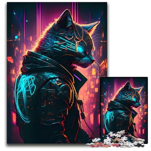 Puzzle 1000 Teile für Erwachsene, Katzen-Neon-Kunst, Puzzles für Erwachsene, Denkspiel für Teenager, 50x75cm Puzzle 1000 Teile für Erwachsene, Katzen-Neon-Kunst, Puzzles für Erwachsene, Denkspiel für Teenager, 50x75cm von XHAXING