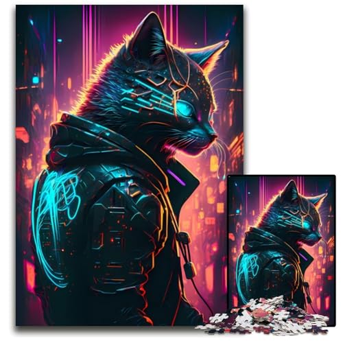 Puzzle 1000 Teile für Erwachsene, Katzen-Neonkunst, Unmögliches Puzzle für Erwachsene, Geburtstagsgeschenkidee, Herausforderndes Denkspiel, 26x38cm Puzzle 1000 Teile für Erwachsene, Katzen-Neonkunst, Unmögliches Puzzle für Erwachsene, Geburtstagsgeschenkidee, Herausforderndes Denkspiel, 26x38cm von XHAXING