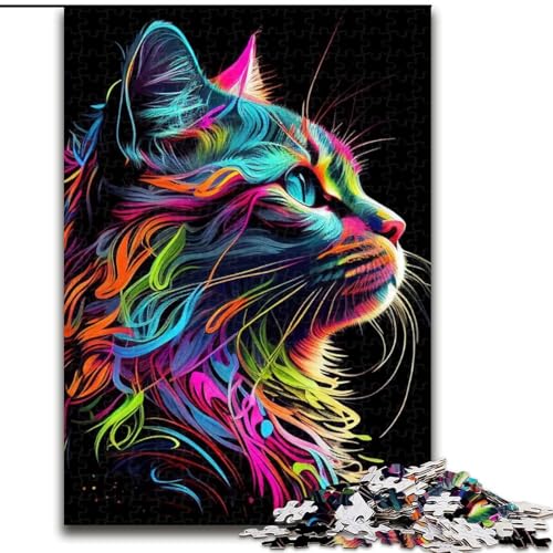Puzzle 1000 Teile für Erwachsene, Katzen-Pop-Art-Tiergesicht-Puzzle aus Holz, hochschwieriges Denkspiel für Jugendliche, 1000 Teile(50x75cm) von XHAXING