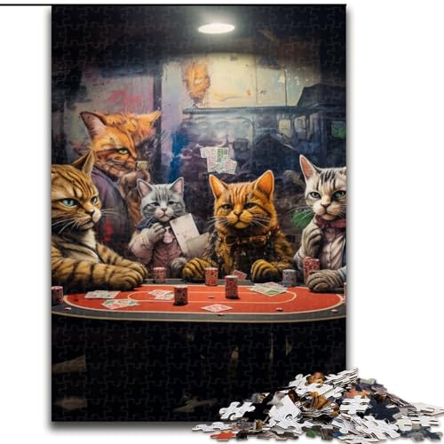 Puzzle 1000 Teile für Erwachsene, Katzen Spielen Poker, Puzzle aus Holz, lustige Aktivitäten für zu Hause, Geburtstagsgeschenk, Reisegeschenke, 1000 Stück(50x75cm) von XHAXING
