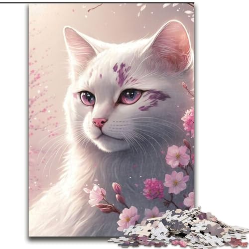 Puzzle 1000 Teile für Erwachsene, Katzen- und Blumen-Puzzle aus Pappe, anspruchsvolles Denkspiel für Teenager, unterhaltsames interaktives Spiel für die ganze Familie, 1000 Teile(26x38cm) von XHAXING