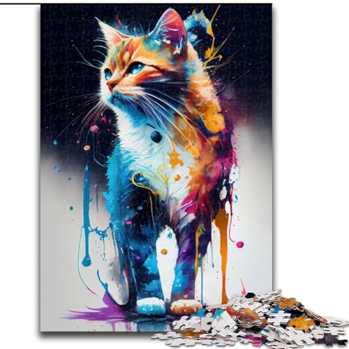 Puzzle 1000 Teile für Erwachsene, Katzenfarben-Puzzle aus Holz, anspruchsvolles DIY-Denkspiel, interaktives Familienspiel, 1000 Teile(50x75cm) von XHAXING