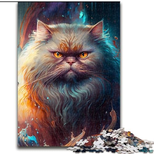 Puzzle 1000 Teile für Erwachsene, Katzenmalerei-Puzzles aus Holz, interaktives Familienspiel, DIY-Heimdekoration, anspruchsvolles Denksportgeschenk, 1000 Stück(50x75cm) von XHAXING