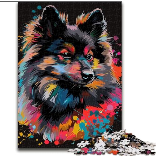 Puzzle 1000 Teile für Erwachsene, Keeshond-Hundekunst-Puzzle aus Pappe, anspruchsvolles Denkspiel für Teenager, Familienspaß, DIY-Heimdekor-Geschenk, 1000 Teile(26x38cm) von XHAXING