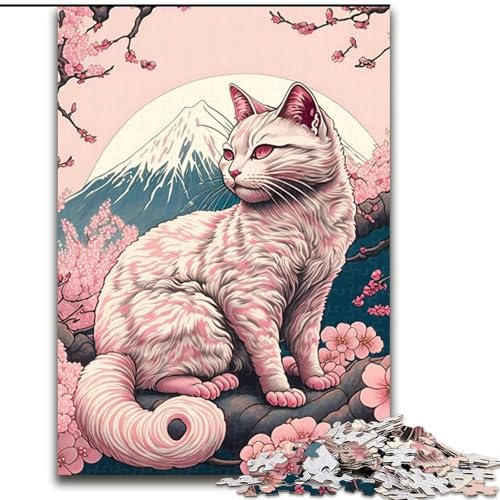 Puzzle 1000 Teile für Erwachsene, Kirschblüten-Katzen-Puzzle aus Pappe, perfekt für Halloween, Weihnachten, Geburtstagsgeschenk, 1000 Stück(26x38cm) von XHAXING