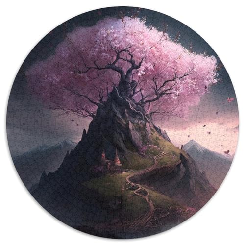 Puzzle 1000 Teile für Erwachsene, Kirschblütenbäume, Berge, Unmögliches Puzzle für Erwachsene, DIY-Heimdekor, Denkspiel für Teenager (Größe 67,5 x 67,5 cm) von XHAXING