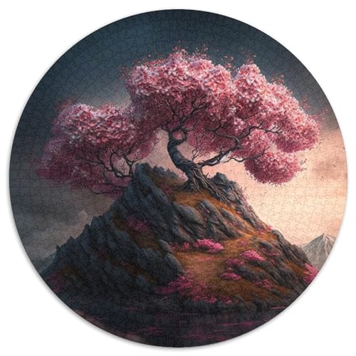 Puzzle 1000 Teile für Erwachsene, Kirschblütenbaumlandschaft, runde Puzzles, Denkspiel für Teenager, (Größe 67,5 x 67,5 cm) von XHAXING