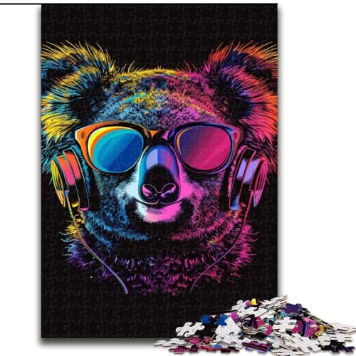 Puzzle 1000 Teile für Erwachsene, Koala mit Kopfhörern und Sonnenbrille, Puzzle aus Holz, für Teenager und Familienspaß – DIY-Denkspiel, Geschenk, 1000 Teile(50x75cm) von XHAXING