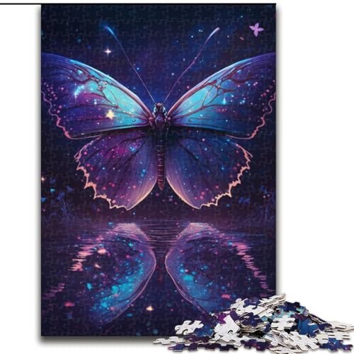 Puzzle 1000 Teile für Erwachsene, Kosmisches Schmetterlingspuzzle aus Holz, perfekt für Halloween, Weihnachten, Geburtstagsgeschenk, 1000 Stück(50x75cm) von XHAXING