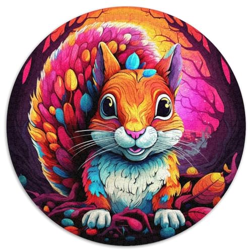 Puzzle 1000 Teile für Erwachsene, Kunst, süßes Eichhörnchen, runde Papppuzzles, geeignet für Geburtstage, Halloween, Thanksgiving, Ostern (67,5 x 67,5 cm) von XHAXING