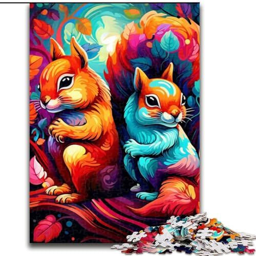 Puzzle 1000 Teile für Erwachsene, Kunst, süßes Eichhörnchen-Puzzle aus Pappe, hochschwieriges Denkspiel für Teenager, 1000 Teile(26x38cm) von XHAXING