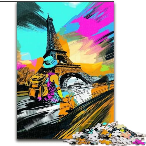 Puzzle 1000 Teile für Erwachsene, Kunst-Eiffelturm-Puzzle aus Holz, interaktives Familienspiel, Denksportgeschenk, Lernspielzeug, 1000 Teile(50x75cm) von XHAXING