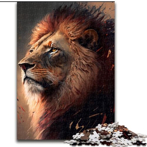 Puzzle 1000 Teile für Erwachsene, Kunst-Löwen-Puzzle aus Pappe, interaktives Familienspiel, Denksport-Geschenk, Lernspielzeug, 1000 Teile(26x38cm) von XHAXING